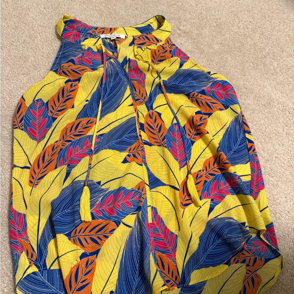 Rose & Olive Multicolor Leaf Print Top